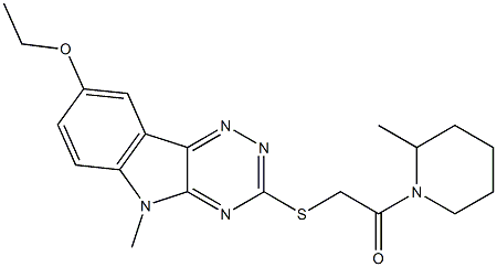 Piperidine, 1-[[(8-ethoxy-5-methyl-5H-1,2,4-triazino[5,6-b]indol-3-yl)thio]acetyl]-2-methyl- (9CI) 结构式