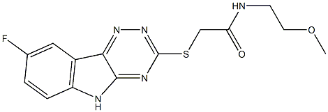 Acetamide, 2-[(8-fluoro-2H-1,2,4-triazino[5,6-b]indol-3-yl)thio]-N-(2-methoxyethyl)- (9CI) 结构式