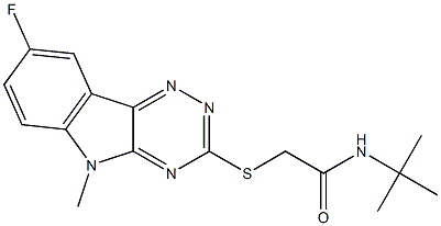 Acetamide, N-(1,1-dimethylethyl)-2-[(8-fluoro-5-methyl-5H-1,2,4-triazino[5,6-b]indol-3-yl)thio]- (9CI) 结构式