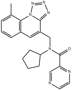 Pyrazinecarboxamide, N-cyclopentyl-N-[(9-methyltetrazolo[1,5-a]quinolin-4-yl)methyl]- (9CI) 结构式