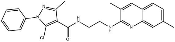 1H-Pyrazole-4-carboxamide,5-chloro-N-[2-[(3,7-dimethyl-2-quinolinyl)amino]ethyl]-3-methyl-1-phenyl-(9CI) 结构式