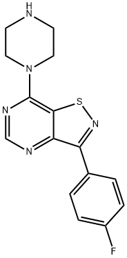 Isothiazolo[4,5-d]pyrimidine, 3-(4-fluorophenyl)-7-(1-piperazinyl)- (9CI) 结构式