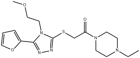 Piperazine, 1-ethyl-4-[[[5-(2-furanyl)-4-(2-methoxyethyl)-4H-1,2,4-triazol-3-yl]thio]acetyl]- (9CI) 结构式