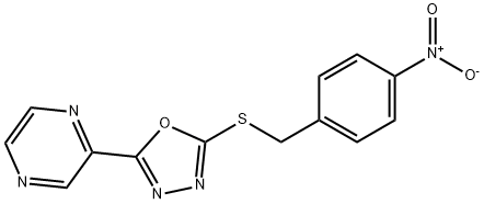 Pyrazine, [5-[[(4-nitrophenyl)methyl]thio]-1,3,4-oxadiazol-2-yl]- (9CI) 结构式