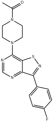 Piperazine, 1-acetyl-4-[3-(4-fluorophenyl)isothiazolo[4,5-d]pyrimidin-7-yl]- (9CI) 结构式