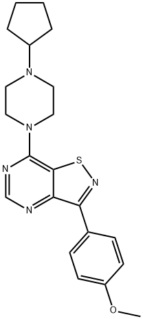 Isothiazolo[4,5-d]pyrimidine, 7-(4-cyclopentyl-1-piperazinyl)-3-(4-methoxyphenyl)- (9CI) 结构式