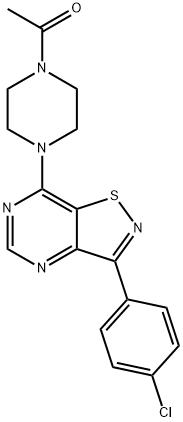 Piperazine, 1-acetyl-4-[3-(4-chlorophenyl)isothiazolo[4,5-d]pyrimidin-7-yl]- (9CI) 结构式