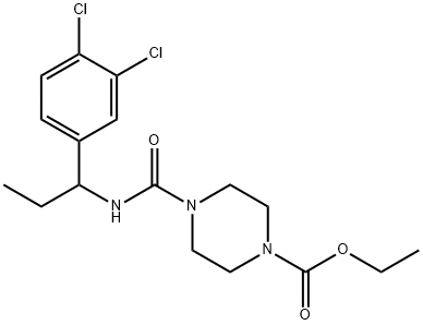 1-Piperazinecarboxylicacid,4-[[[1-(3,4-dichlorophenyl)propyl]amino]carbonyl]-,ethylester(9CI) 结构式