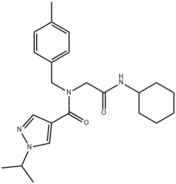 1H-Pyrazole-4-carboxamide,N-[2-(cyclohexylamino)-2-oxoethyl]-1-(1-methylethyl)-N-[(4-methylphenyl)methyl]-(9CI) 结构式