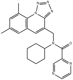 Pyrazinecarboxamide, N-cyclohexyl-N-[(7,9-dimethyltetrazolo[1,5-a]quinolin-4-yl)methyl]- (9CI) 结构式