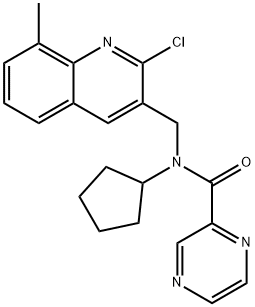 Pyrazinecarboxamide, N-[(2-chloro-8-methyl-3-quinolinyl)methyl]-N-cyclopentyl- (9CI) 结构式