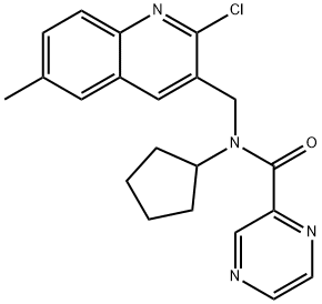 Pyrazinecarboxamide, N-[(2-chloro-6-methyl-3-quinolinyl)methyl]-N-cyclopentyl- (9CI) 结构式