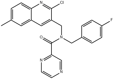 Pyrazinecarboxamide, N-[(2-chloro-6-methyl-3-quinolinyl)methyl]-N-[(4-fluorophenyl)methyl]- (9CI) 结构式