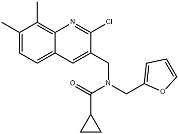 Cyclopropanecarboxamide, N-[(2-chloro-7,8-dimethyl-3-quinolinyl)methyl]-N-(2-furanylmethyl)- (9CI) 结构式