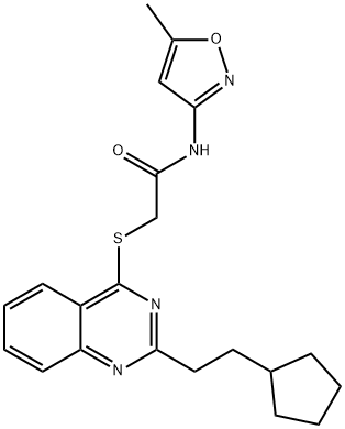 Acetamide, 2-[[2-(2-cyclopentylethyl)-4-quinazolinyl]thio]-N-(5-methyl-3-isoxazolyl)- (9CI) 结构式