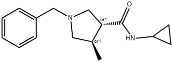 3-Pyrrolidinecarboxamide,N-cyclopropyl-4-methyl-1-(phenylmethyl)-,(3R,4R)- 结构式