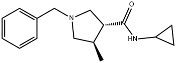 3-Pyrrolidinecarboxamide,N-cyclopropyl-4-methyl-1-(phenylmethyl)-,(3R,4R)- 结构式