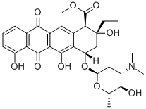 methyl (1R,2R,4S)-4-[(2S,4S,5S,6S)-4-dimethylamino-5-hydroxy-6-methyl- oxan-2-yl]oxy-2-ethyl-2,5,7-trihydroxy-6,11-dioxo-3,4-dihydro-1H-tetra cene-1-carboxylate 结构式
