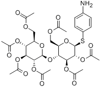 4-氨基苯基2,3,6-三-O-乙酰基-4-O-(2,3,4,6-四-O-乙酰基-Β-D-吡喃葡萄糖基)-Β-D-硫代吡喃葡萄糖苷 结构式