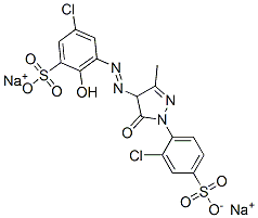 5-Chloro-3-[[1-(2-chloro-4-sulfophenyl)-4,5-dihydro-3-methyl-5-oxo-1H-pyrazol-4-yl]azo]-2-hydroxybenzenesulfonic acid disodium salt 结构式