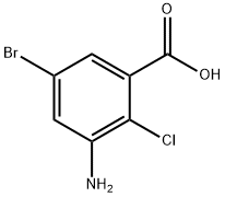 3-氨基-5-溴-2-氯苯甲酸 结构式