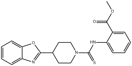 Benzoic acid, 2-[[[4-(2-benzoxazolyl)-1-piperidinyl]thioxomethyl]amino]-, methyl ester (9CI) 结构式