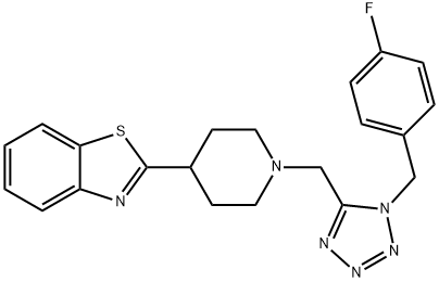 Benzothiazole, 2-[1-[[1-[(4-fluorophenyl)methyl]-1H-tetrazol-5-yl]methyl]-4-piperidinyl]- (9CI) 结构式