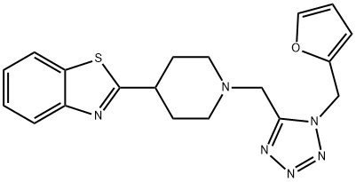 Benzothiazole, 2-[1-[[1-(2-furanylmethyl)-1H-tetrazol-5-yl]methyl]-4-piperidinyl]- (9CI) 结构式