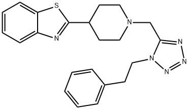 Benzothiazole, 2-[1-[[1-(2-phenylethyl)-1H-tetrazol-5-yl]methyl]-4-piperidinyl]- (9CI) 结构式