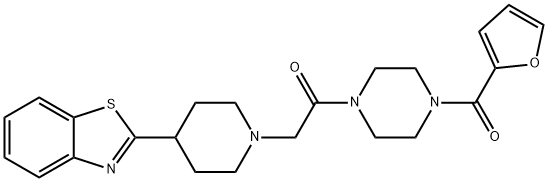 Piperazine, 1-[[4-(2-benzothiazolyl)-1-piperidinyl]acetyl]-4-(2-furanylcarbonyl)- (9CI) 结构式