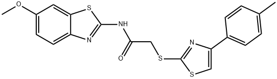 Acetamide, N-(6-methoxy-2-benzothiazolyl)-2-[[4-(4-methylphenyl)-2-thiazolyl]thio]- (9CI) 结构式