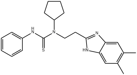 Thiourea, N-cyclopentyl-N-[2-(5,6-dimethyl-1H-benzimidazol-2-yl)ethyl]-N-phenyl- (9CI) 结构式