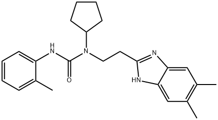 Urea, N-cyclopentyl-N-[2-(5,6-dimethyl-1H-benzimidazol-2-yl)ethyl]-N-(2-methylphenyl)- (9CI) 结构式