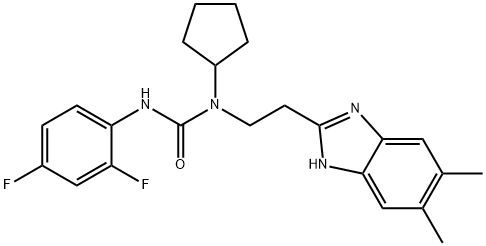 Urea, N-cyclopentyl-N-(2,4-difluorophenyl)-N-[2-(5,6-dimethyl-1H-benzimidazol-2-yl)ethyl]- (9CI) 结构式