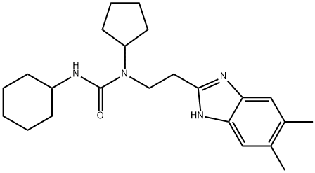 Urea, N-cyclohexyl-N-cyclopentyl-N-[2-(5,6-dimethyl-1H-benzimidazol-2-yl)ethyl]- (9CI) 结构式