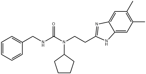 Urea, N-cyclopentyl-N-[2-(5,6-dimethyl-1H-benzimidazol-2-yl)ethyl]-N-(phenylmethyl)- (9CI) 结构式