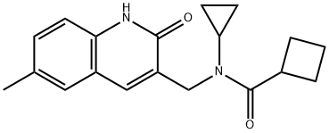 Cyclobutanecarboxamide, N-cyclopropyl-N-[(1,2-dihydro-6-methyl-2-oxo-3-quinolinyl)methyl]- (9CI) 结构式
