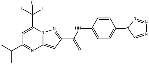 Pyrazolo[1,5-a]pyrimidine-2-carboxamide, 5-(1-methylethyl)-N-[4-(1H-tetrazol-1-yl)phenyl]-7-(trifluoromethyl)- (9CI) 结构式