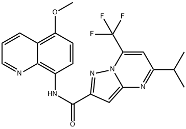 Pyrazolo[1,5-a]pyrimidine-2-carboxamide, N-(5-methoxy-8-quinolinyl)-5-(1-methylethyl)-7-(trifluoromethyl)- (9CI) 结构式