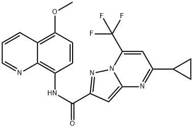 Pyrazolo[1,5-a]pyrimidine-2-carboxamide, 5-cyclopropyl-N-(5-methoxy-8-quinolinyl)-7-(trifluoromethyl)- (9CI) 结构式