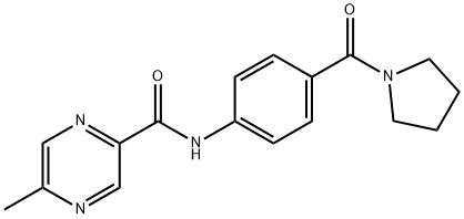 Pyrazinecarboxamide, 5-methyl-N-[4-(1-pyrrolidinylcarbonyl)phenyl]- (9CI) 结构式