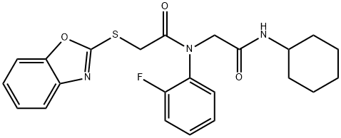 Acetamide, 2-(2-benzoxazolylthio)-N-[2-(cyclohexylamino)-2-oxoethyl]-N-(2-fluorophenyl)- (9CI) 结构式