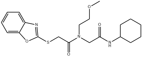 Acetamide, 2-(2-benzoxazolylthio)-N-[2-(cyclohexylamino)-2-oxoethyl]-N-(2-methoxyethyl)- (9CI) 结构式