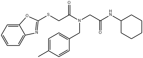 Acetamide, 2-(2-benzoxazolylthio)-N-[2-(cyclohexylamino)-2-oxoethyl]-N-[(4-methylphenyl)methyl]- (9CI) 结构式