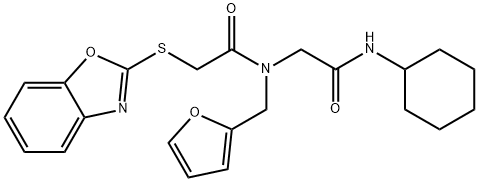 Acetamide, 2-(2-benzoxazolylthio)-N-[2-(cyclohexylamino)-2-oxoethyl]-N-(2-furanylmethyl)- (9CI) 结构式