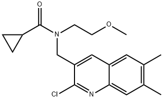 Cyclopropanecarboxamide, N-[(2-chloro-6,7-dimethyl-3-quinolinyl)methyl]-N-(2-methoxyethyl)- (9CI) 结构式