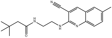 Butanamide, N-[2-[(3-cyano-6-methyl-2-quinolinyl)amino]ethyl]-3,3-dimethyl- (9CI) 结构式