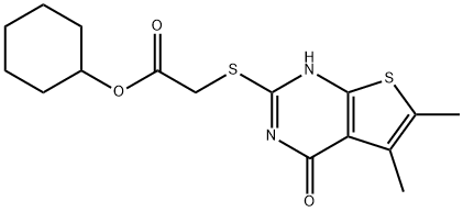 Acetic acid, [(1,4-dihydro-5,6-dimethyl-4-oxothieno[2,3-d]pyrimidin-2-yl)thio]-, cyclohexyl ester (9CI) 结构式