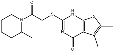 Piperidine, 1-[[(1,4-dihydro-5,6-dimethyl-4-oxothieno[2,3-d]pyrimidin-2-yl)thio]acetyl]-2-methyl- (9CI) 结构式