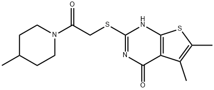 Piperidine, 1-[[(1,4-dihydro-5,6-dimethyl-4-oxothieno[2,3-d]pyrimidin-2-yl)thio]acetyl]-4-methyl- (9CI) 结构式